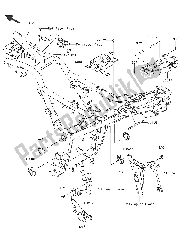 Alle onderdelen voor de Frame Hulpstukken van de Kawasaki Z 300 2016