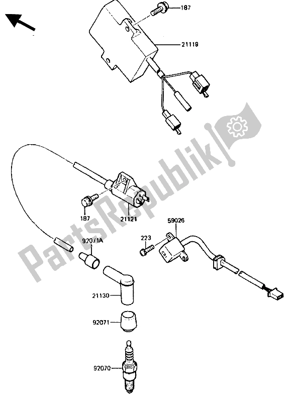 Tutte le parti per il Bobina Di Accensione del Kawasaki KMX 200 1988