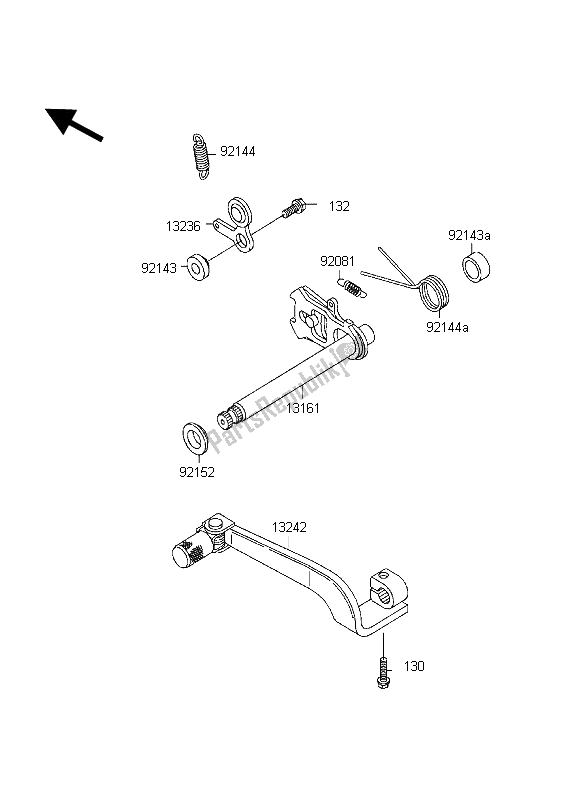 All parts for the Gear Change Mechanism of the Kawasaki KDX 200 1998