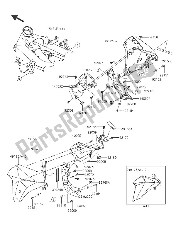 All parts for the Cowling Lowers of the Kawasaki Z 800 ABS 2016