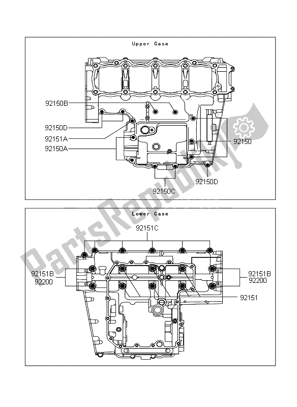 All parts for the Crankcase Bolt Pattern of the Kawasaki Z 750 ABS 2009