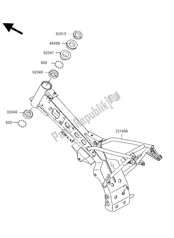 Tutte le parti per il Telaio del Kawasaki KLX 110 2003