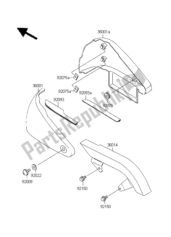 Tutte le parti per il Coperture Laterali E Copertura A Catena del Kawasaki VN 800 1999