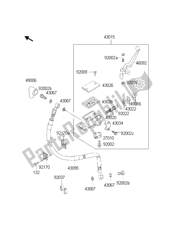 Tutte le parti per il Pompa Freno Anteriore del Kawasaki KMX 125 2002