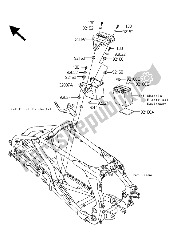 Wszystkie części do Pojemnik Na Baterie Kawasaki KFX 450R 2008
