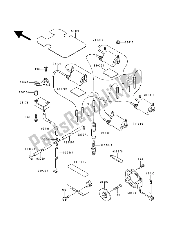 Tutte le parti per il Sistema Di Accensione del Kawasaki Zephyr 1100 1992