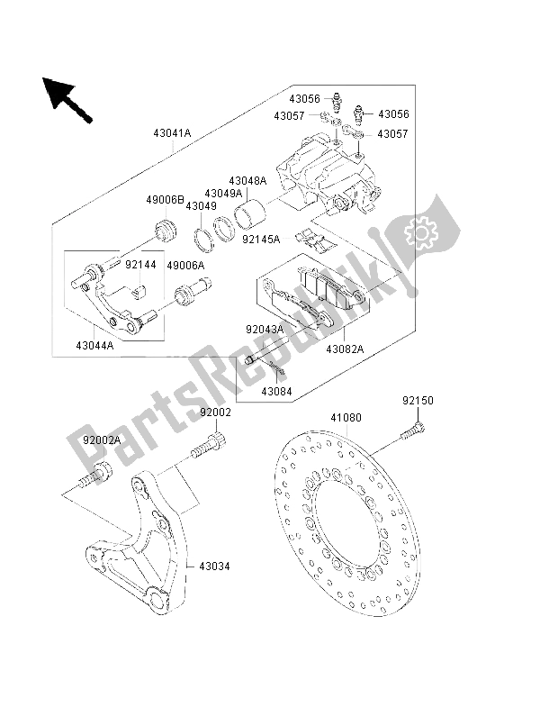 All parts for the Rear Brake of the Kawasaki VN 1500 Classic FI 2001