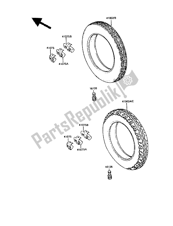 Alle onderdelen voor de Banden van de Kawasaki GPZ 550 1987