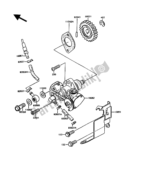 All parts for the Oil Pump of the Kawasaki KMX 125 1991