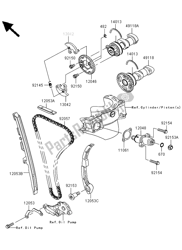 Tutte le parti per il Albero A Camme E Tenditore del Kawasaki KLX 450R 2012