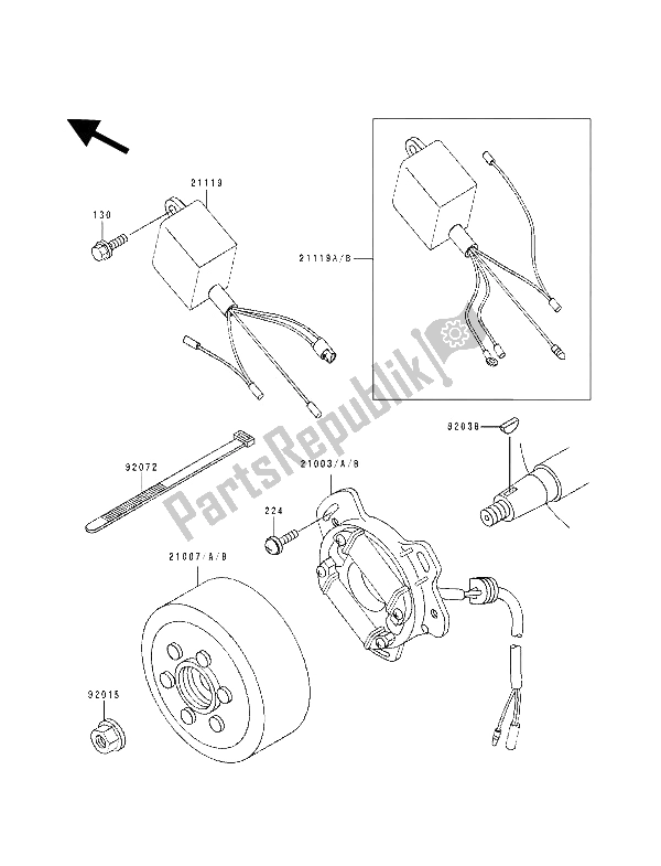 All parts for the Generator of the Kawasaki KX 60 1994