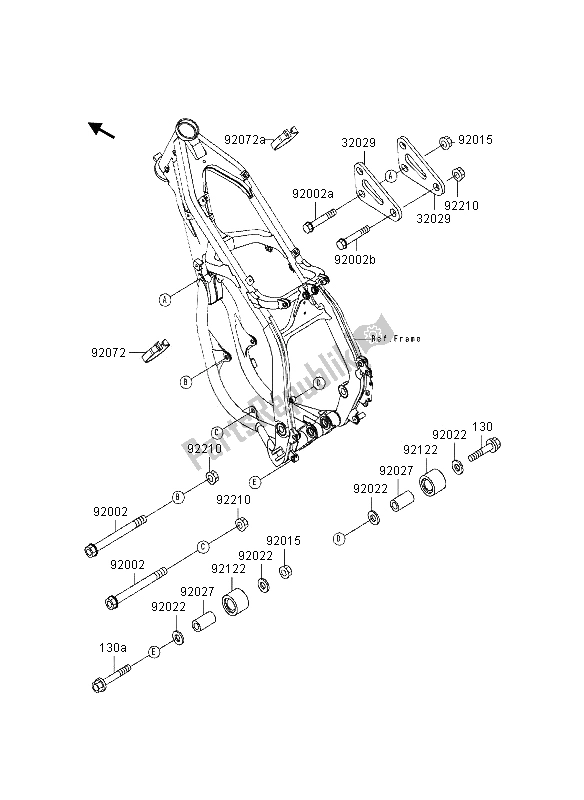 Toutes les pièces pour le Ferrures De Cadre du Kawasaki KX 125 1997