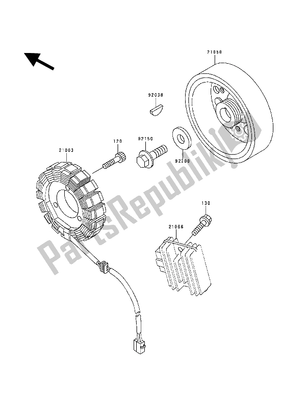 All parts for the Generator of the Kawasaki ZZ R 600 1994