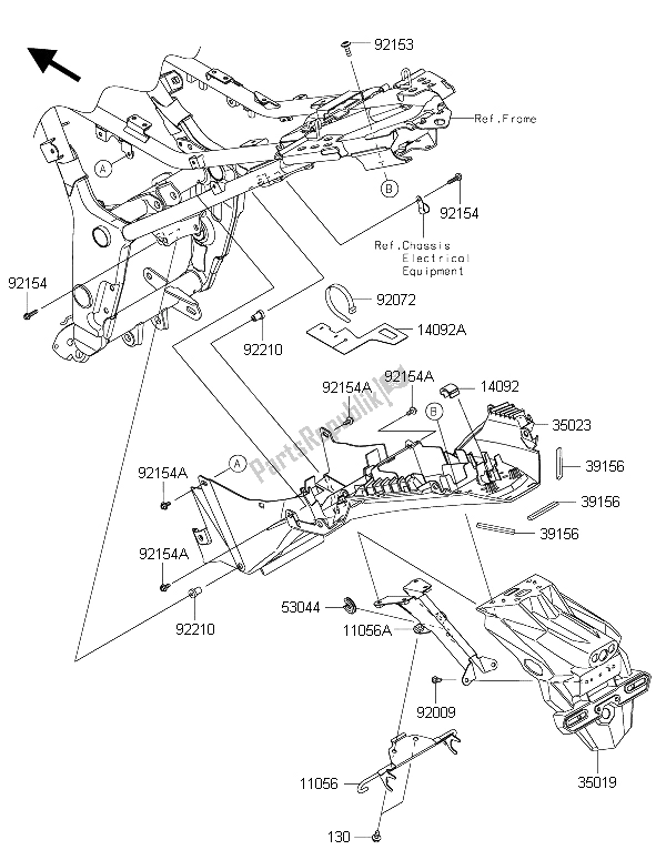 All parts for the Rear Fender(s) of the Kawasaki Ninja 300 2015