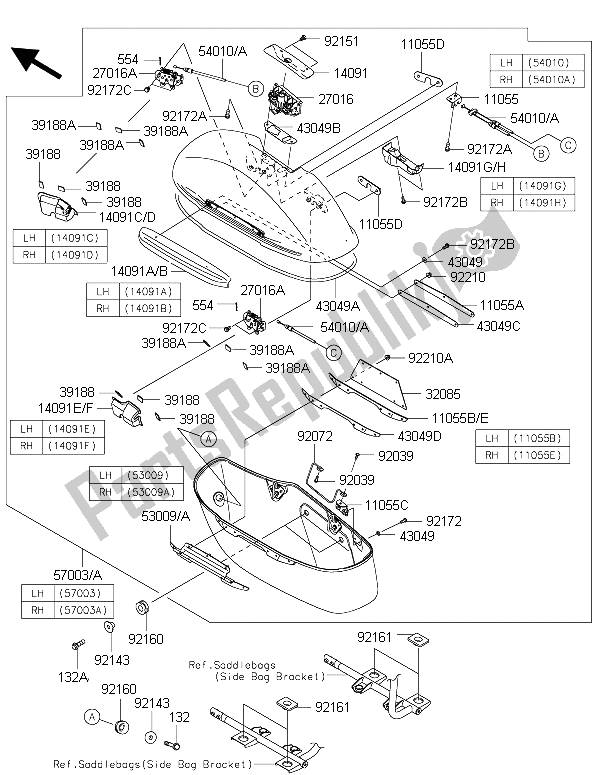 All parts for the Saddlebags (side Bag) of the Kawasaki Vulcan 1700 Nomad ABS 2015