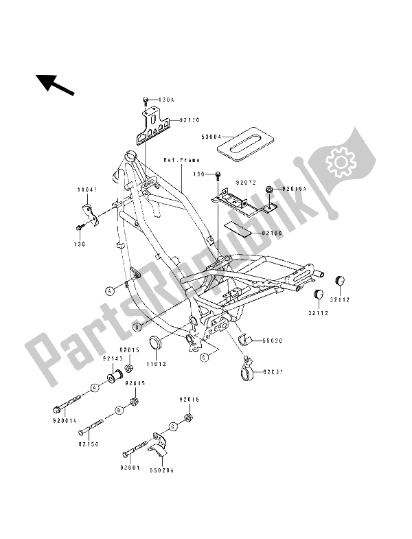All parts for the Frame Fittings of the Kawasaki KLE 500 1994