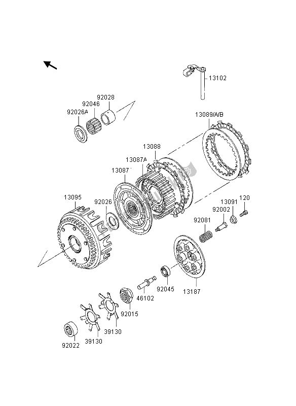 All parts for the Clutch of the Kawasaki Eliminator 600 1995