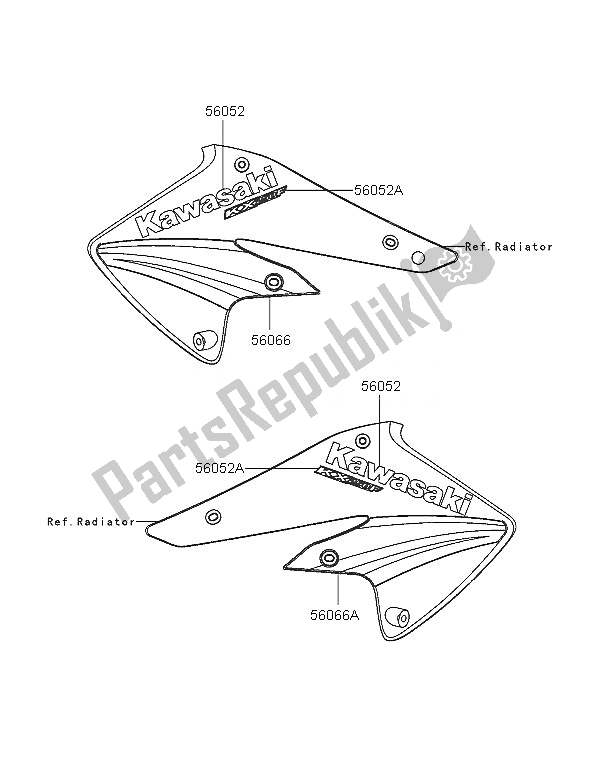 Todas las partes para Calcomanías de Kawasaki KX 250F 2005