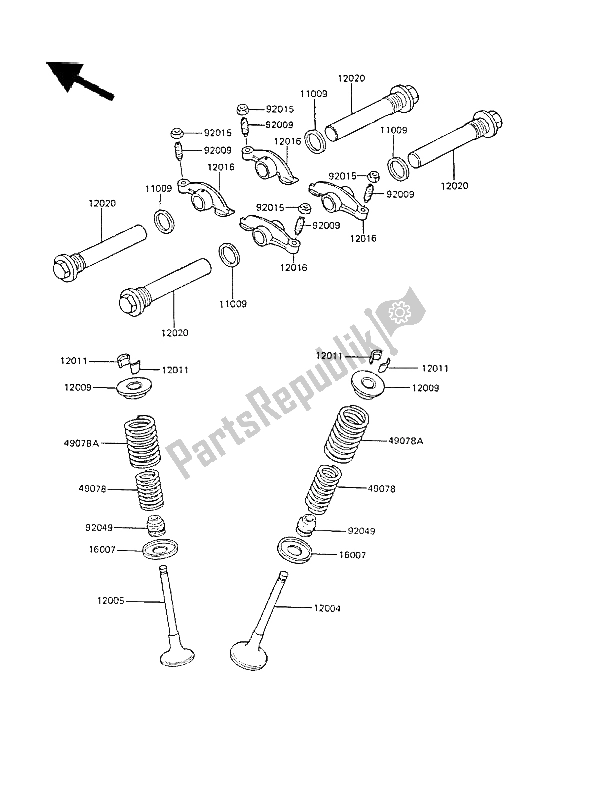 Tutte le parti per il Valvola (s) del Kawasaki GPZ 305 Belt Drive 1986