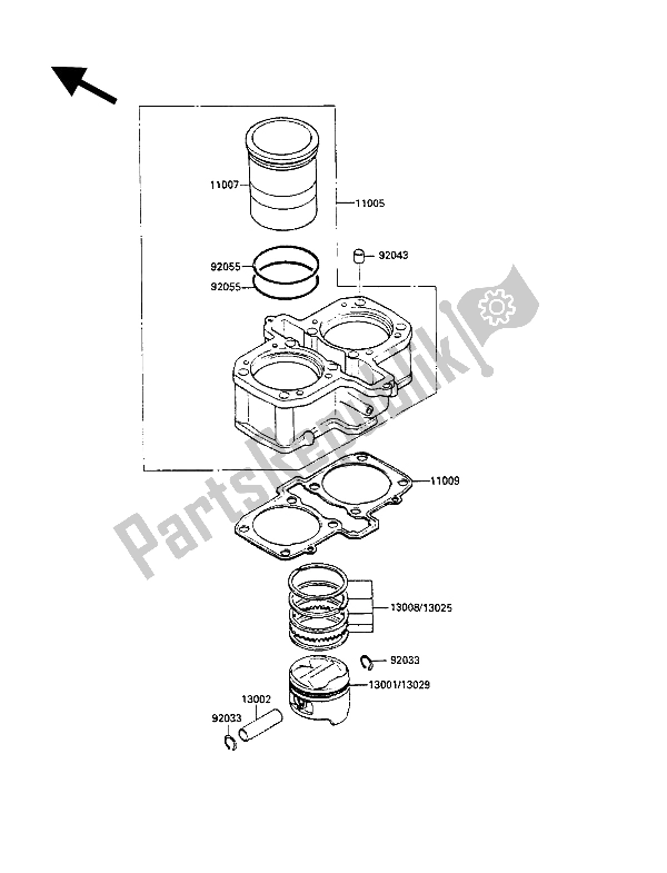 Tutte le parti per il Cilindro E Pistone del Kawasaki GPZ 500S 1987
