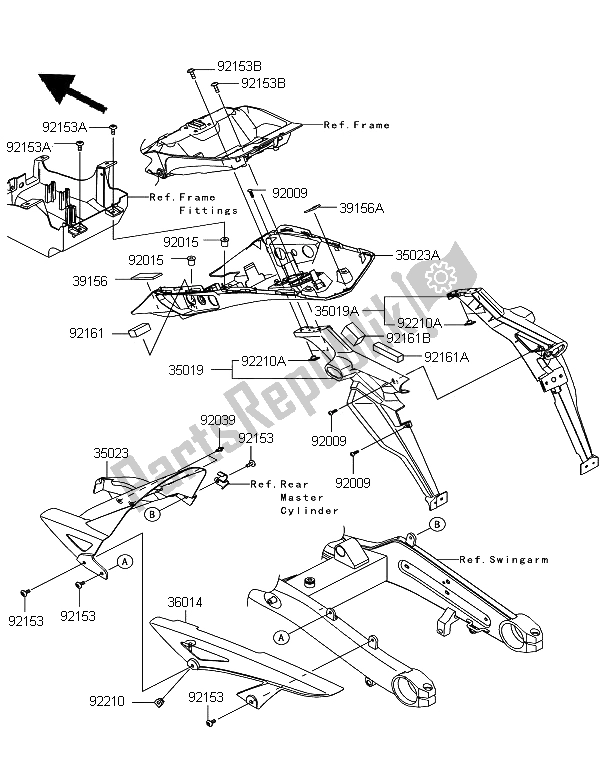 Todas las partes para Guardabarros Trasero de Kawasaki Z 1000 SX ABS 2012