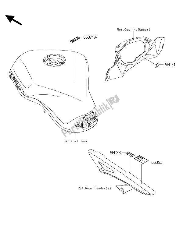 Todas las partes para Etiquetas de Kawasaki Z 1000 SX ABS 2015