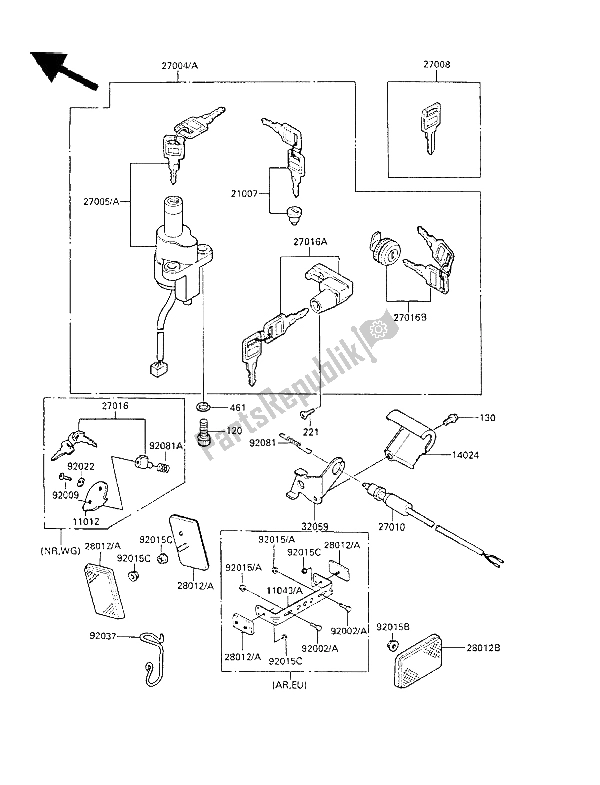 Todas las partes para Switch De Ignición de Kawasaki LTD 450 1985