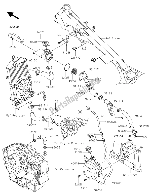 All parts for the Water Pipe of the Kawasaki Vulcan 900 Classic 2015