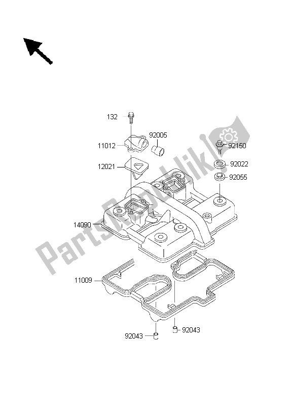 All parts for the Cylinder Head Cover of the Kawasaki ER 500 2003