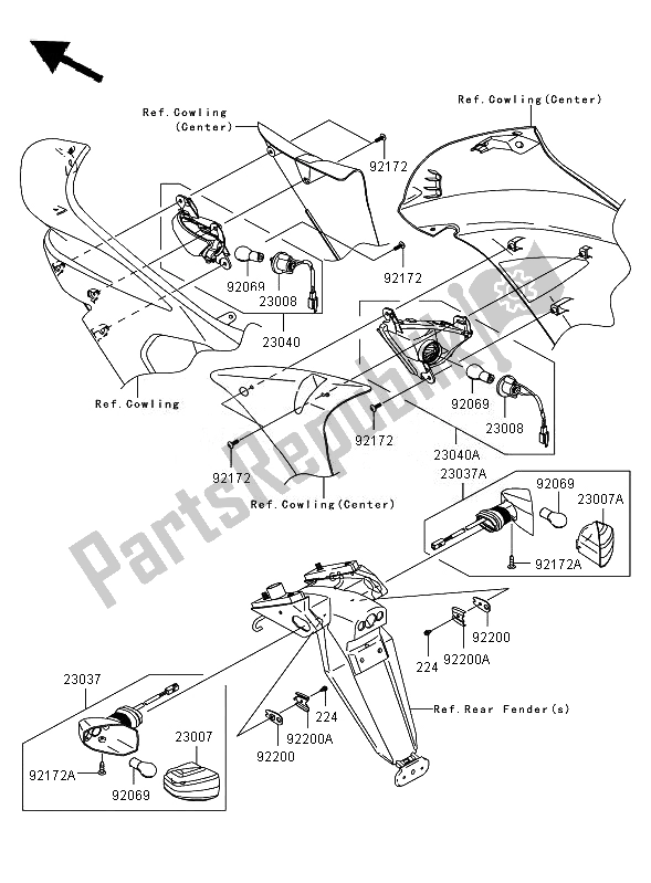 All parts for the Turn Signals of the Kawasaki ER 6F ABS 650 2007