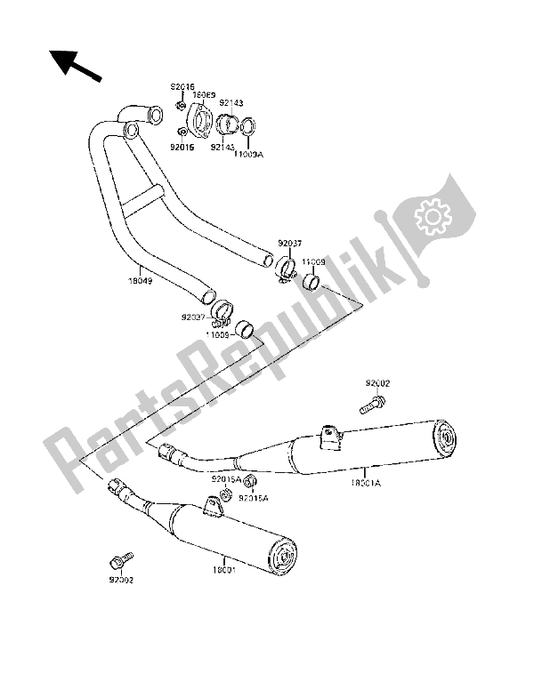 All parts for the Muffler(s) of the Kawasaki GPX 250R 1988