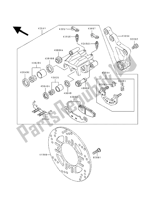 Todas las partes para Pinza Trasera de Kawasaki ZZ R 600 1992