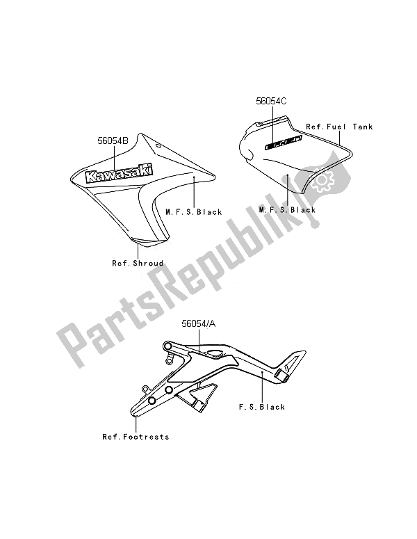 Tutte le parti per il Decalcomanie (p. F. S. Bianco) del Kawasaki ER 6N 650 2014