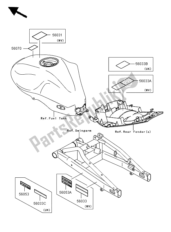 Wszystkie części do Etykiety Kawasaki ER 6F 650 2007