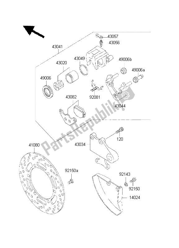 Tutte le parti per il Freno Posteriore del Kawasaki KLE 500 2001