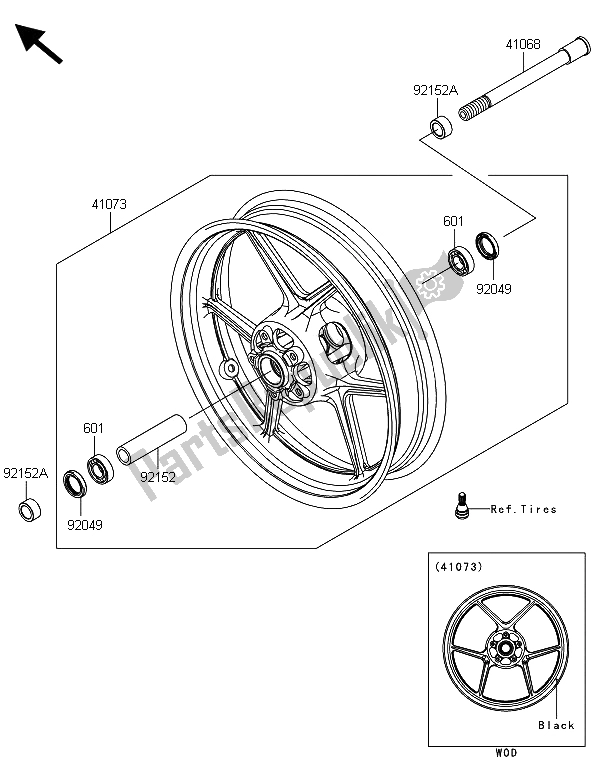 All parts for the Front Hub of the Kawasaki Z 800 ADS 2013