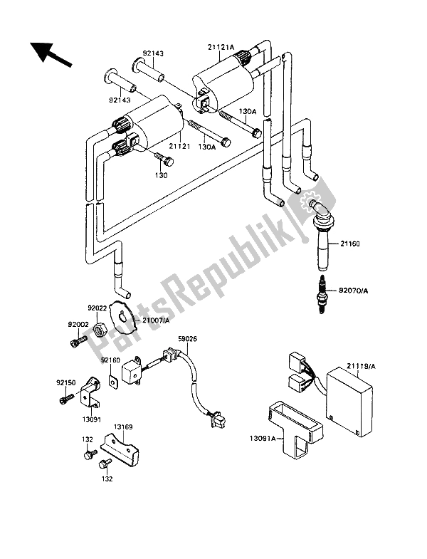 All parts for the Ignition Coil of the Kawasaki ZZ R 1100 1992