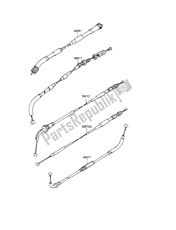 Tutte le parti per il Cavi del Kawasaki GPZ 500S 1987