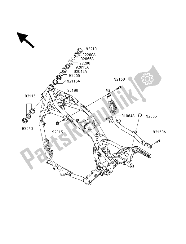 Toutes les pièces pour le Cadre du Kawasaki VN 1500 Classic Tourer 1999