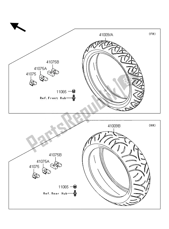 Toutes les pièces pour le Pneus du Kawasaki 1400 GTR ABS 2010