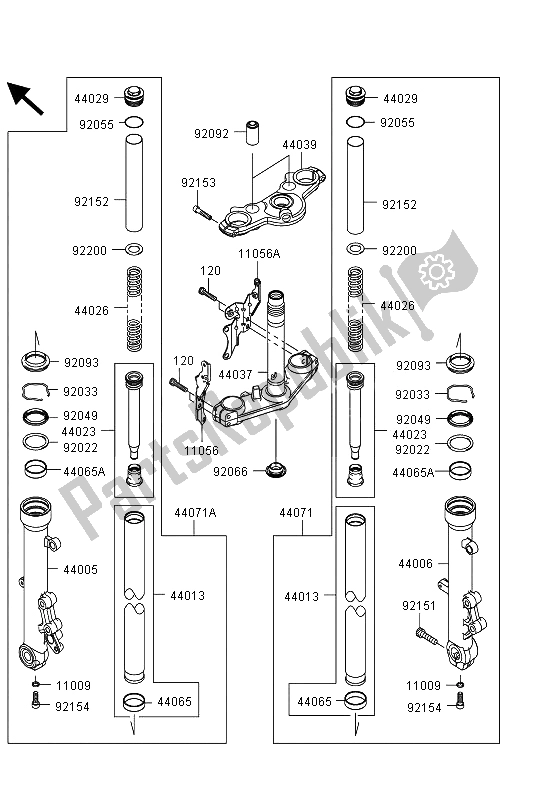 Toutes les pièces pour le Fourche Avant du Kawasaki ER 6N ABS 650 2013