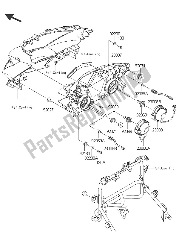 All parts for the Headlight(s) of the Kawasaki Versys 650 ABS 2016