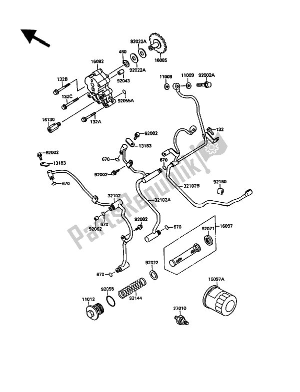 Tutte le parti per il Pompa Dell'olio del Kawasaki VN 15 1500 1991