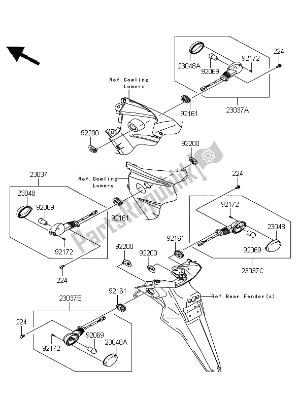 Todas las partes para Señales De Giro de Kawasaki Ninja 250R 2010