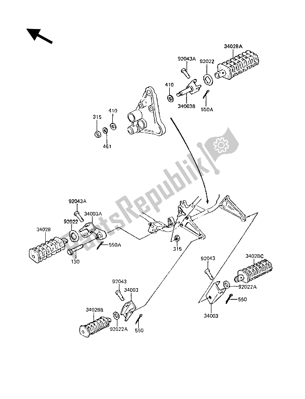 All parts for the Footrests of the Kawasaki Z 1300 1987