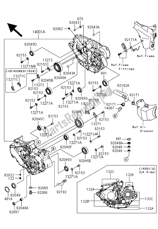 Toutes les pièces pour le Carter du Kawasaki KFX 450R 2011