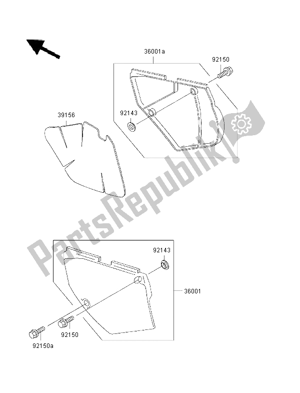 Tutte le parti per il Coperture Laterali del Kawasaki KLX 650R 1996