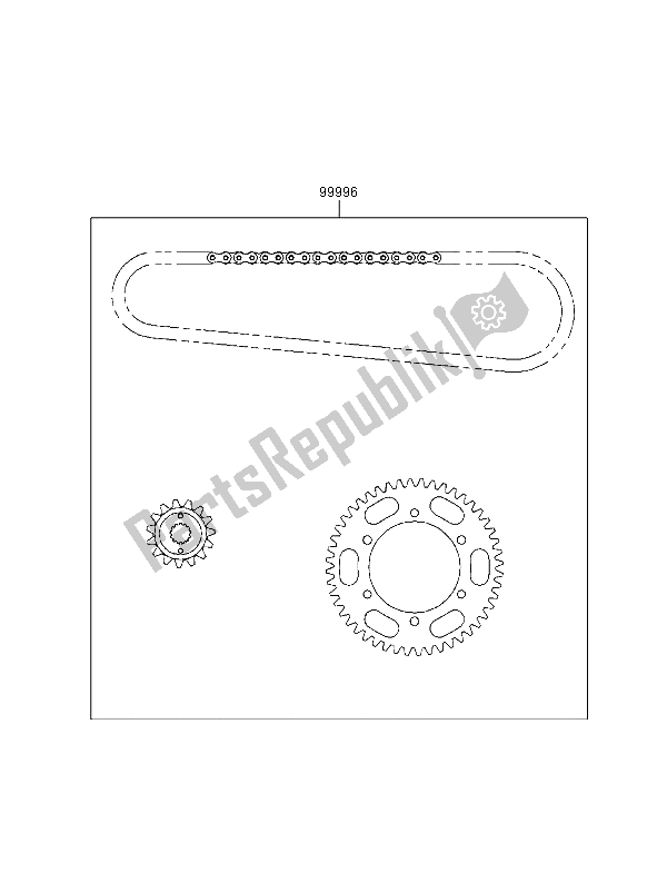 All parts for the Chain Kit of the Kawasaki GPZ 500S 1998