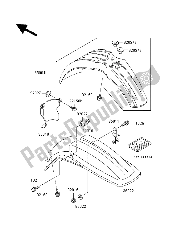 All parts for the Fenders of the Kawasaki KX 500 1996