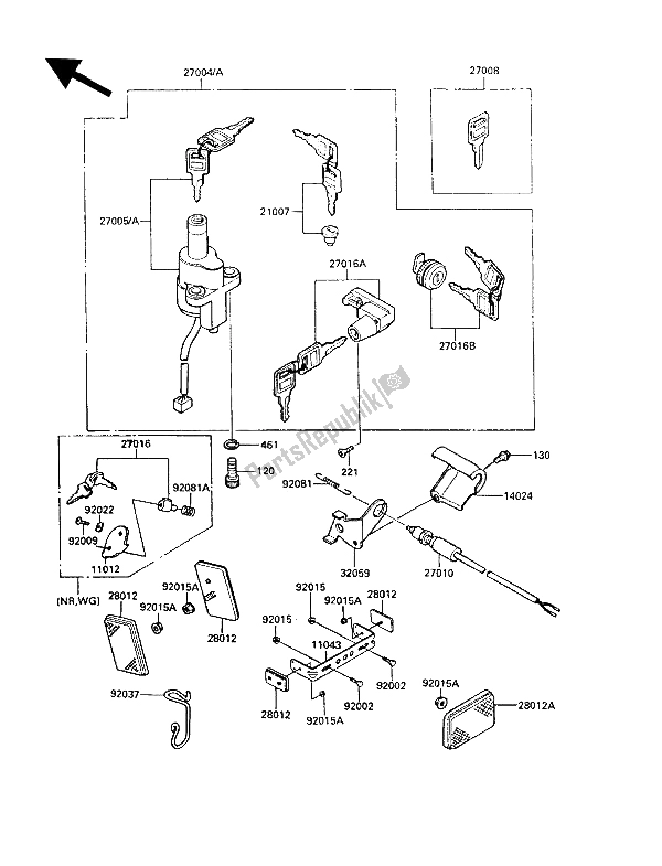 Tutte le parti per il Interruttore Di Accensione del Kawasaki LTD 450 1989